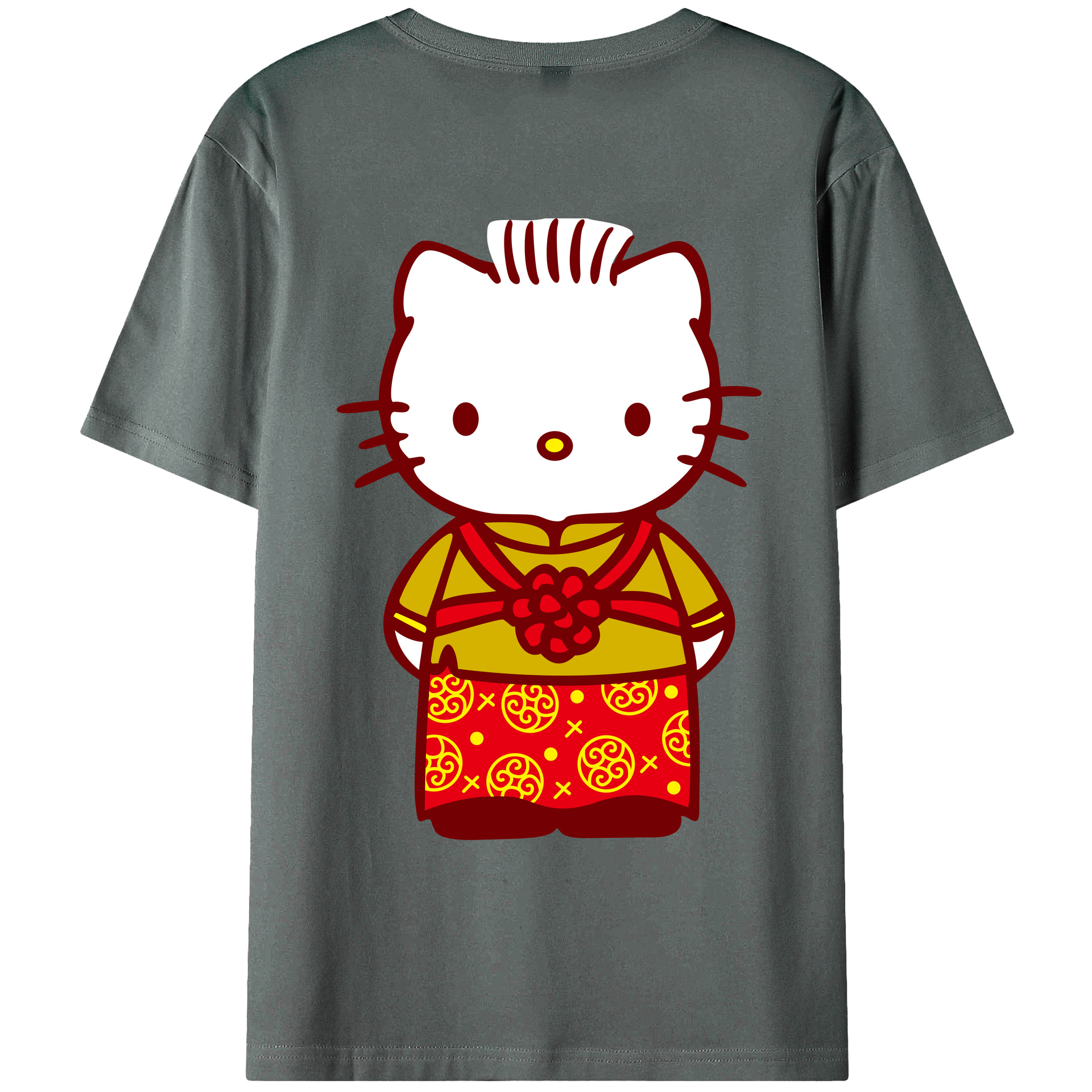 （画像用） Hello Kitty ハローキティ 綿100％ メンズ半袖Tシャツ（バックプリント） 通気性